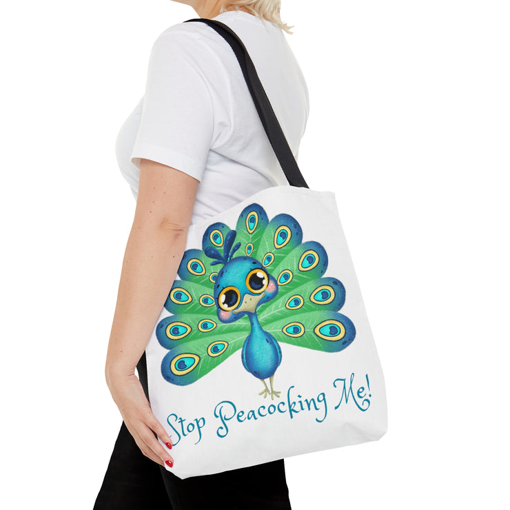 Stop Peacocking Me green white Tote Bag