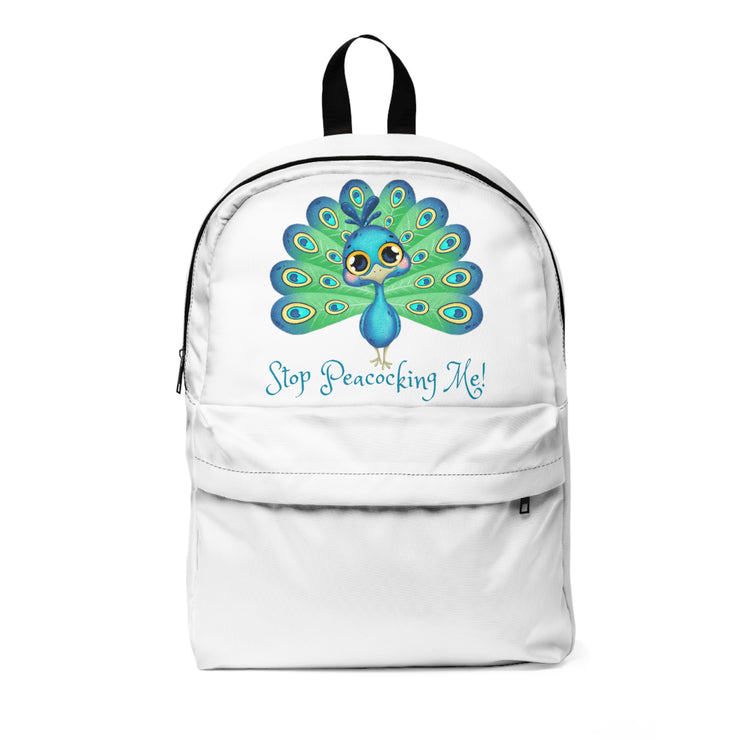 Stop Peacocking Me! Green white  unisex Classic Backpack