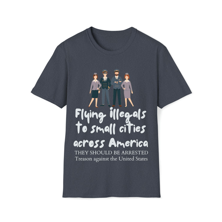 Flying illegals to small cities across America Soft style T-Shirt