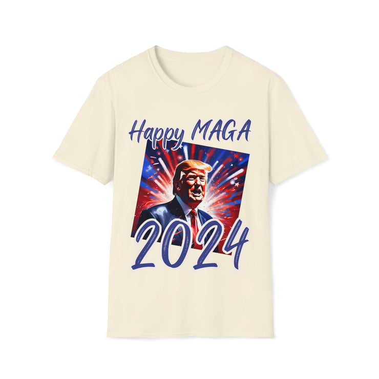 Happy MAGA 2024 blue Soft style T-Shirt unisex