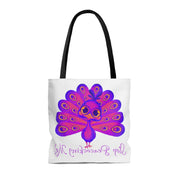 Stop Peacocking Me purple white Tote Bag