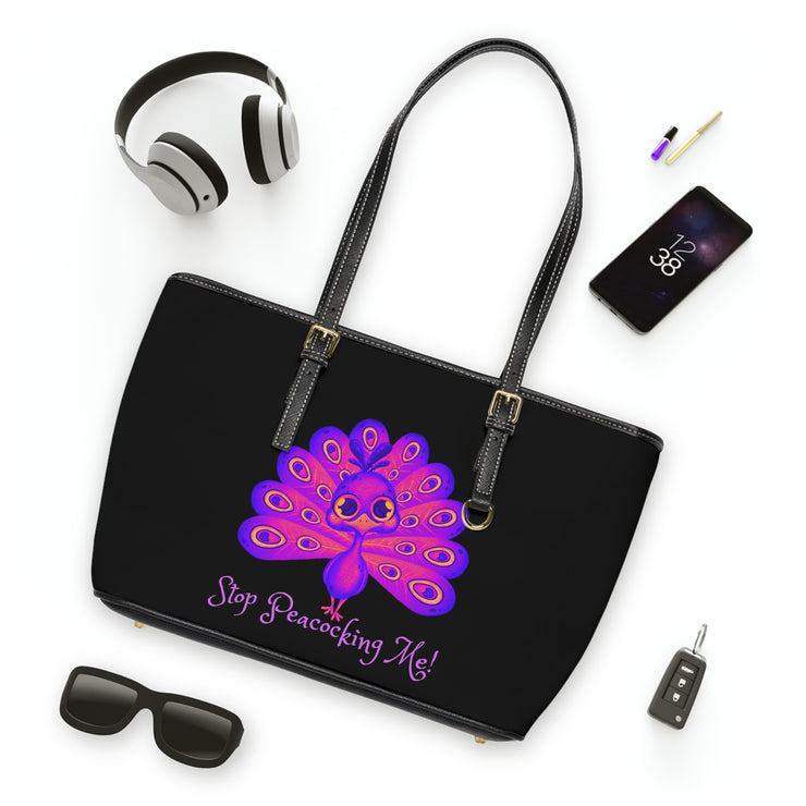 Stop Peacocking Me purple/black Leather Shoulder Bag