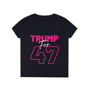 Copy of Trump for 47 hot pink ladies' V-Neck T-Shirt