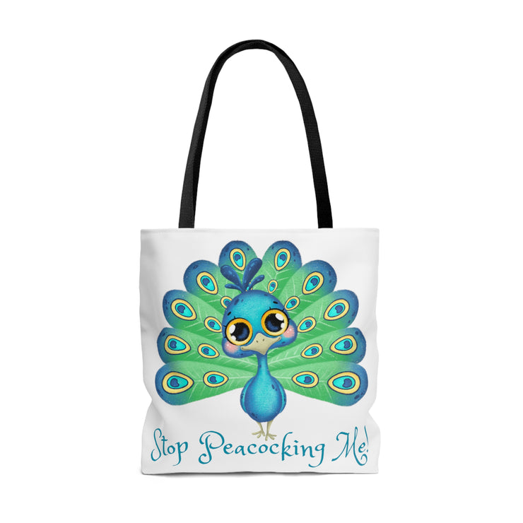 Stop Peacocking Me green white Tote Bag