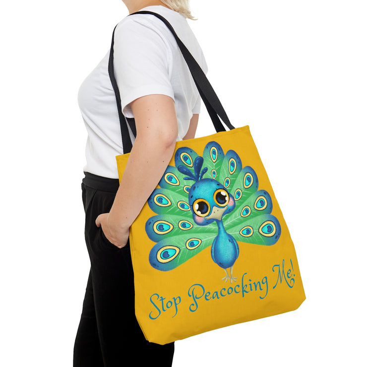 Stop Peacocking Me green yellow Tote Bag