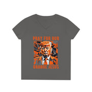 Pray for our Orange Jesus V-neck Women's tee