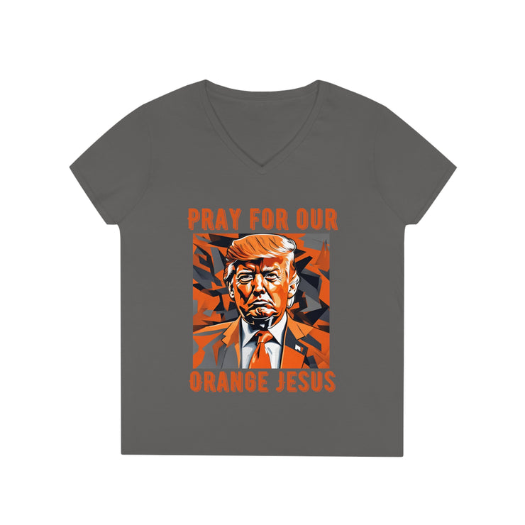 Pray for our Orange Jesus V-neck Women&