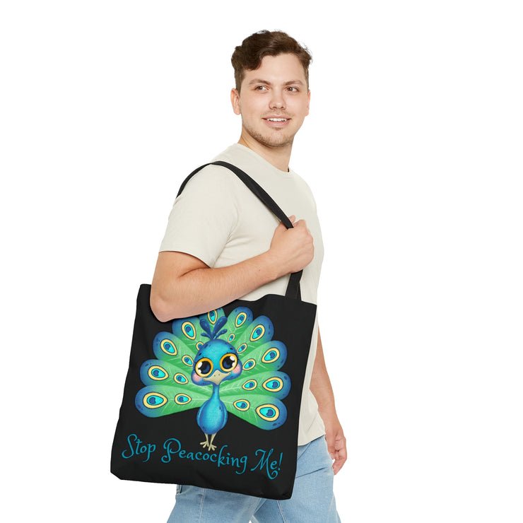 Stop Peacocking Me green black Tote Bag