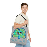 Stop Peacocking Me green silver Tote Bag