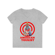 American Tourist Female worth one billion dollars ladies' V-Neck T-Shirt