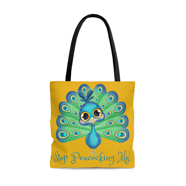 Stop Peacocking Me green yellow Tote Bag