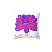 Stop Peacocking Me! purple White Spun Polyester Square Pillow