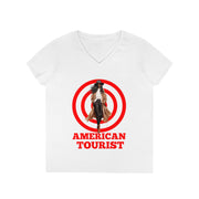 American Tourist Female African-American worth one billion dollars ladies' V-Neck T-Shirt