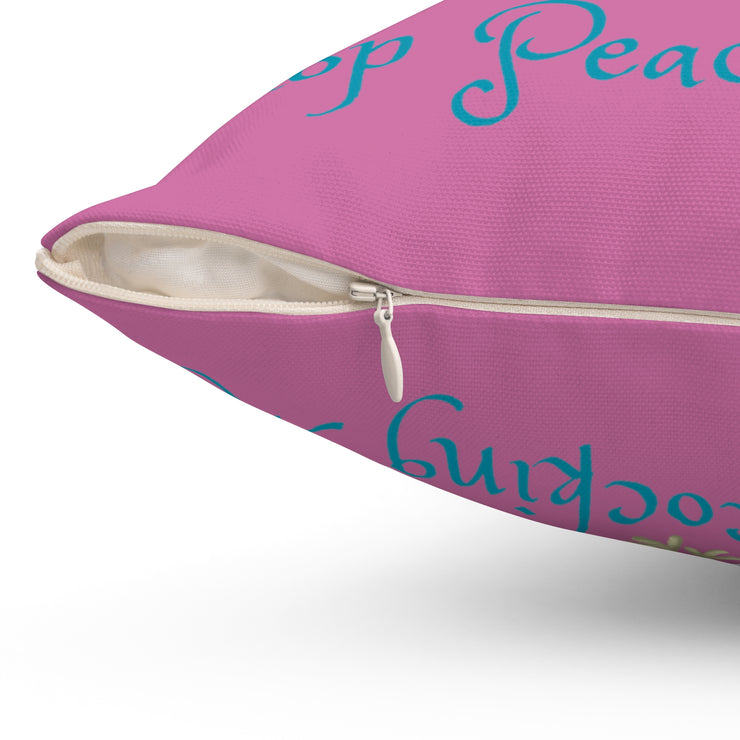 Stop Peacocking Me! Light Pink green - Spun Polyester Square Pillow