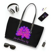 Stop Peacocking Me purple/black Leather Shoulder Bag