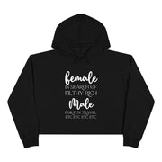 Female in search of filthy rich Male women's Crop Hoodie