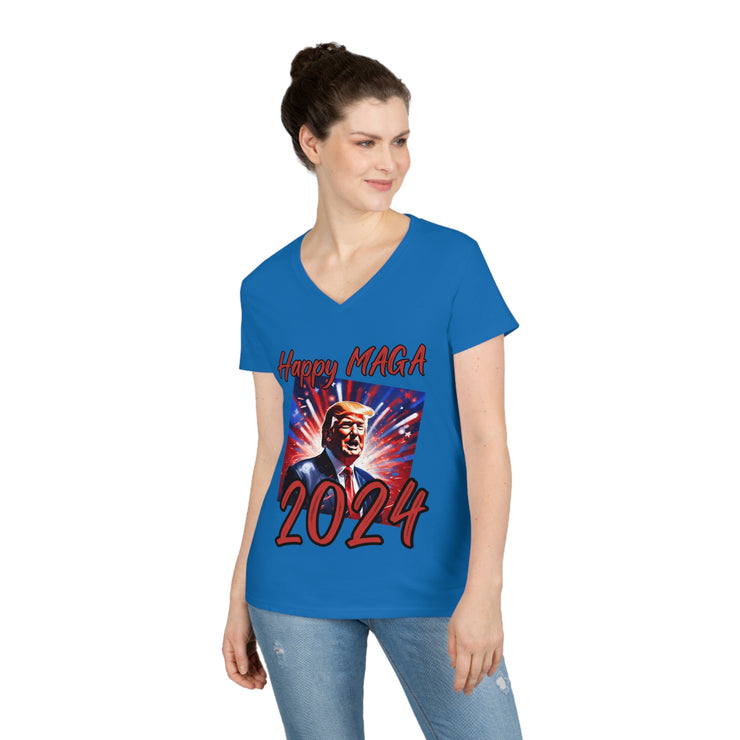 Happy MAGA 2024 Red V-neck Women&