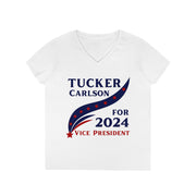 Tucker Carlson for Vice President 2024  ladies' V-Neck T-Shirt