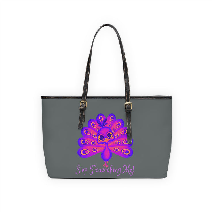 Stop Peacocking Me purple/grey Leather Shoulder Bag