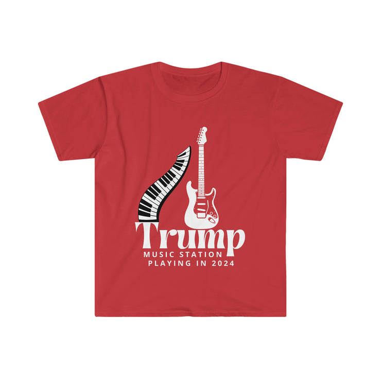 Trump Music Station Playing in 2024 Unisex Softstyle T-Shirt