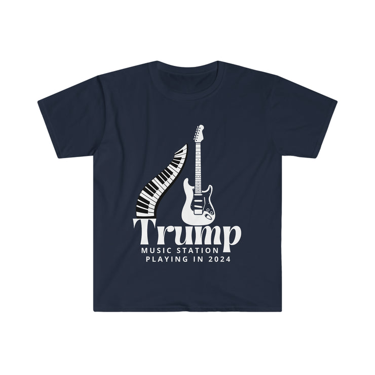 Trump Music Station Playing in 2024 Unisex Softstyle T-Shirt