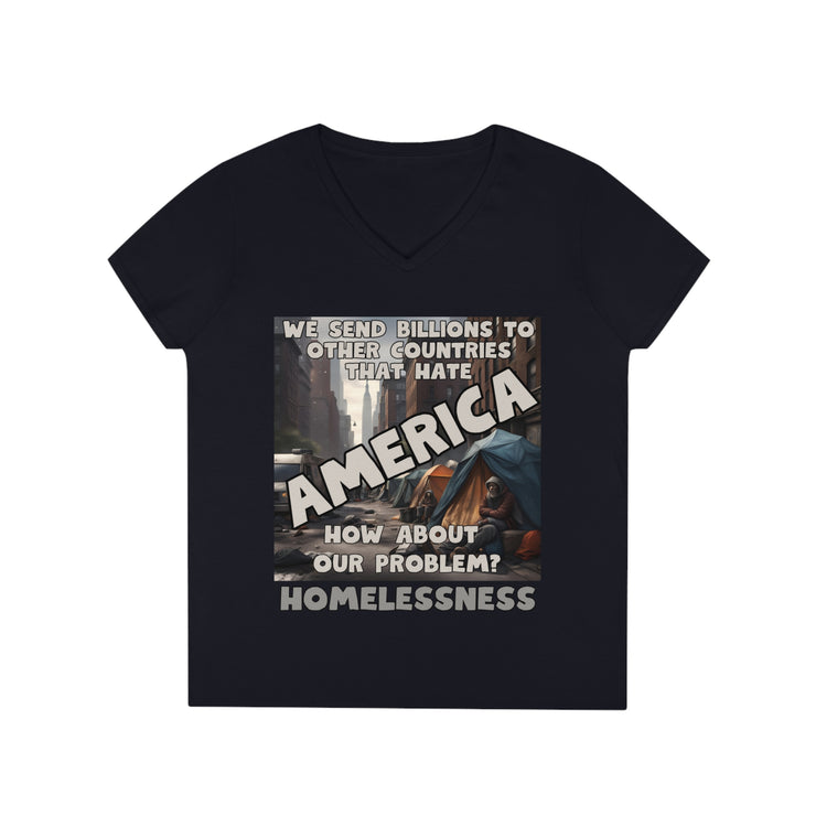 Our Problem Homelessness grey V-Neck T-Shirt