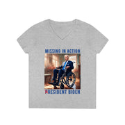 Missing in action resident Biden V-neck Women's tee