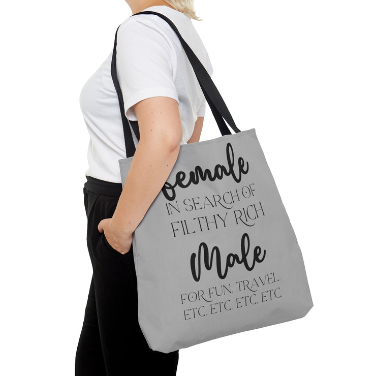 Female in search of filthy rich Male Tote Bag (AOP)