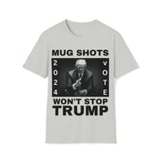 MUG SHOTS won't stop Trump Unisex Softstyle T-Shirt