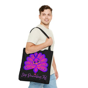 Stop Peacocking Me purple black white Tote Bag