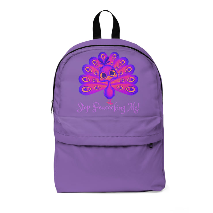 Stop Peacocking Me! purple purple unisex Classic Backpack