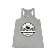 100% Prime America Born Raised Fed in the USA Women's Flowy Racerback Tank