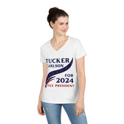 Tucker Carlson for Vice President 2024  ladies' V-Neck T-Shirt