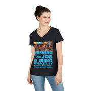 Warning Your Job is being replaced by AI & IA V-neck Women's tee