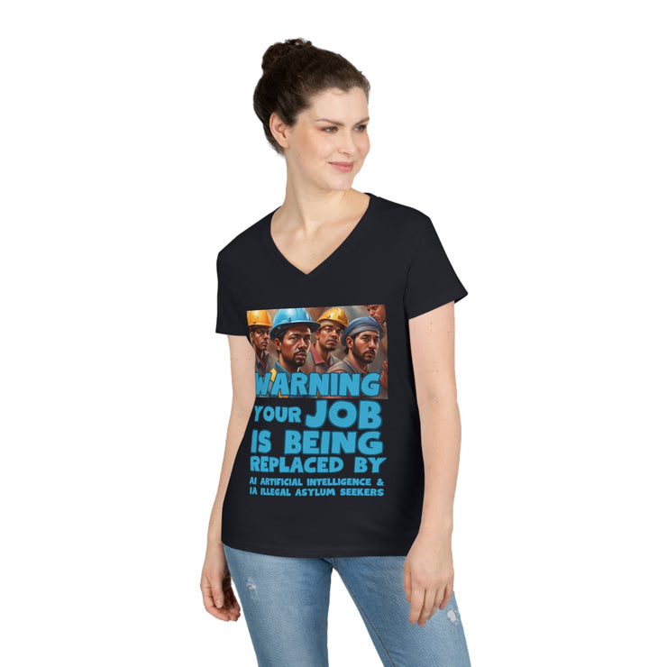 Warning Your Job is being replaced by AI & IA V-neck Women&