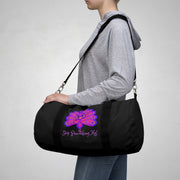 Stop peacocking me purple/black duffel bag