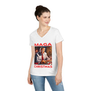 MAGA Christmas Red V-neck Women's tee