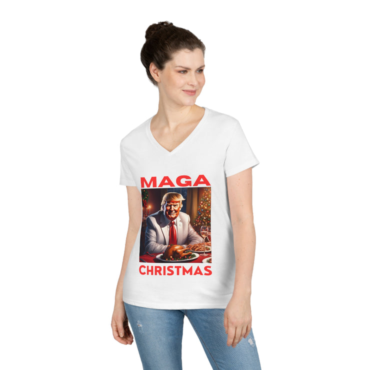 MAGA Christmas Red V-neck Women&