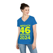 Impeach 46 before 2024 ladies' V-Neck T-Shirt