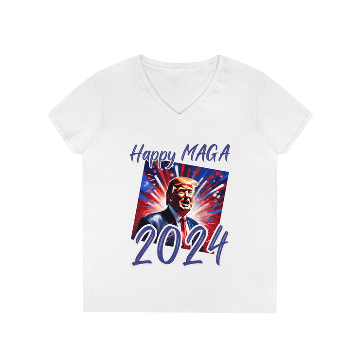 Happy MAGA 2024 Blue V-neck Women&