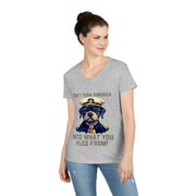 Don't turn America into what you fled from! ladies' V-Neck T-Shirt