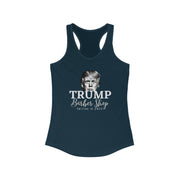 Trump Barber Shop Cutting in 2024 women's Ideal Racerback Tank