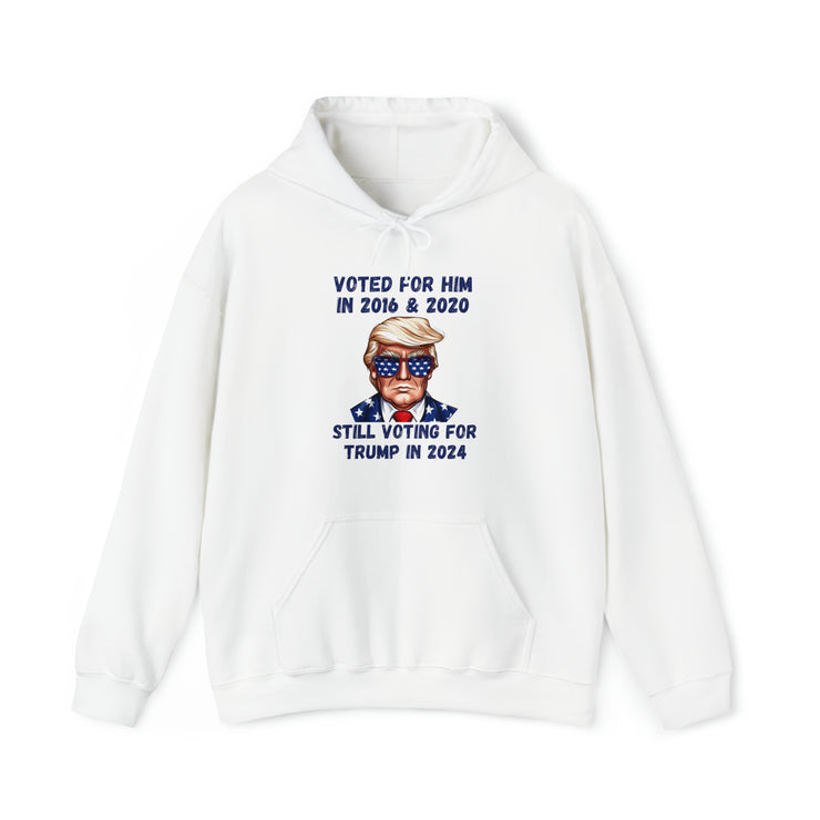 Voted for him 2016 & 2020 still voting for Trump in 2024  unisex Heavy Blend™ Hooded Sweatshirt