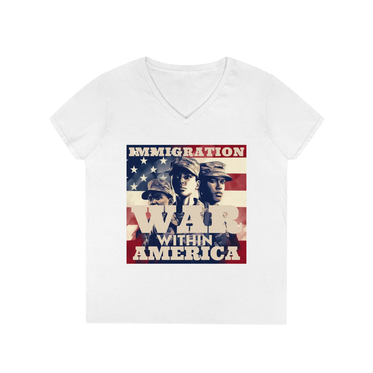 Immigration War within America V-Neck T-Shirt