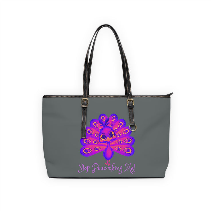 Stop Peacocking Me purple/grey Leather Shoulder Bag