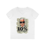 Ten Percent for the big guy ladies' V-Neck T-Shirt