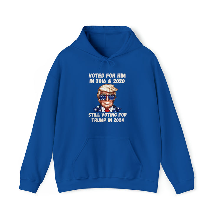 Voted for him 2016 & 2020 still voting for Trump in 2024  unisex Heavy Blend™ Hooded Sweatshirt