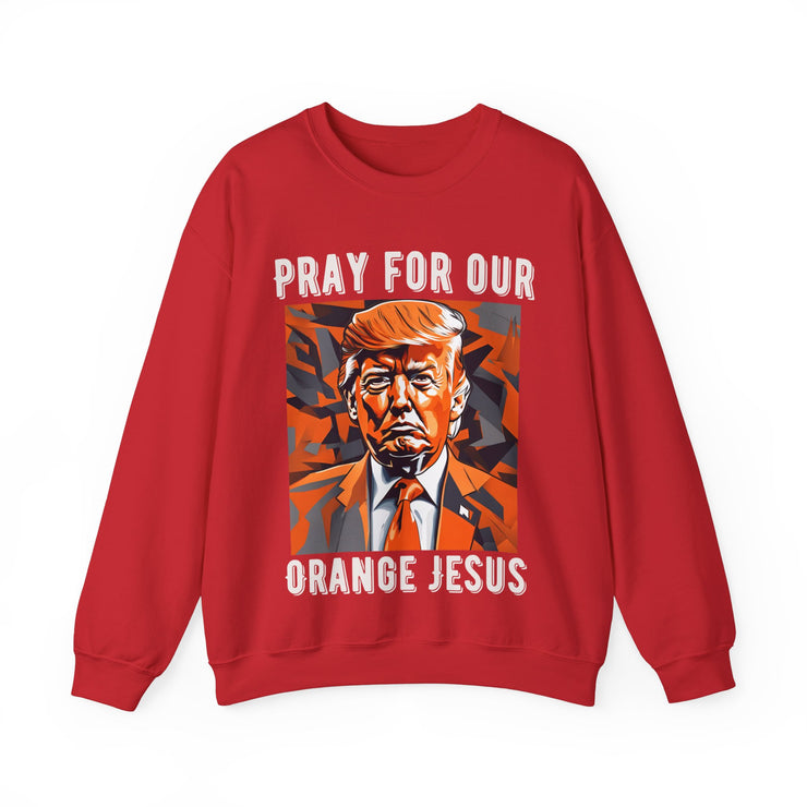 Pray for our Orange Jesus Blend™ Crewneck Sweatshirt Unisex