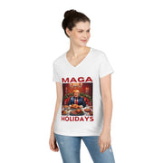 MAGA Holiday Deep Red V-neck Women's tee