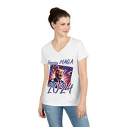 Happy MAGA 2024 Blue V-neck Women's Tee